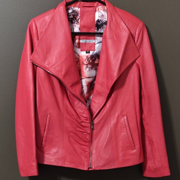 Roberto Cavalli Jackets & Blazers - Roberto Cavalli Red Lamb Leather Jacket Women's SIZE XL